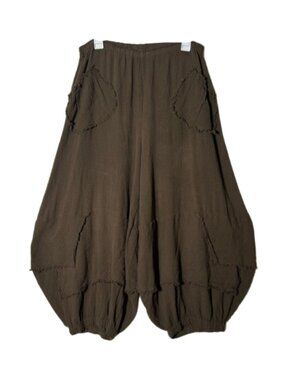 Oh my gauze! brown guchi cotton balloon pull on pants OS laganlook artsy